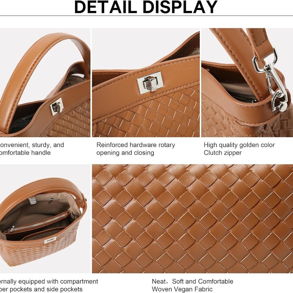 Stylish Vegan Leather Crossbody Purse with Adjustable Strap - 8.66" x 6.3" - Picture 4 of 7